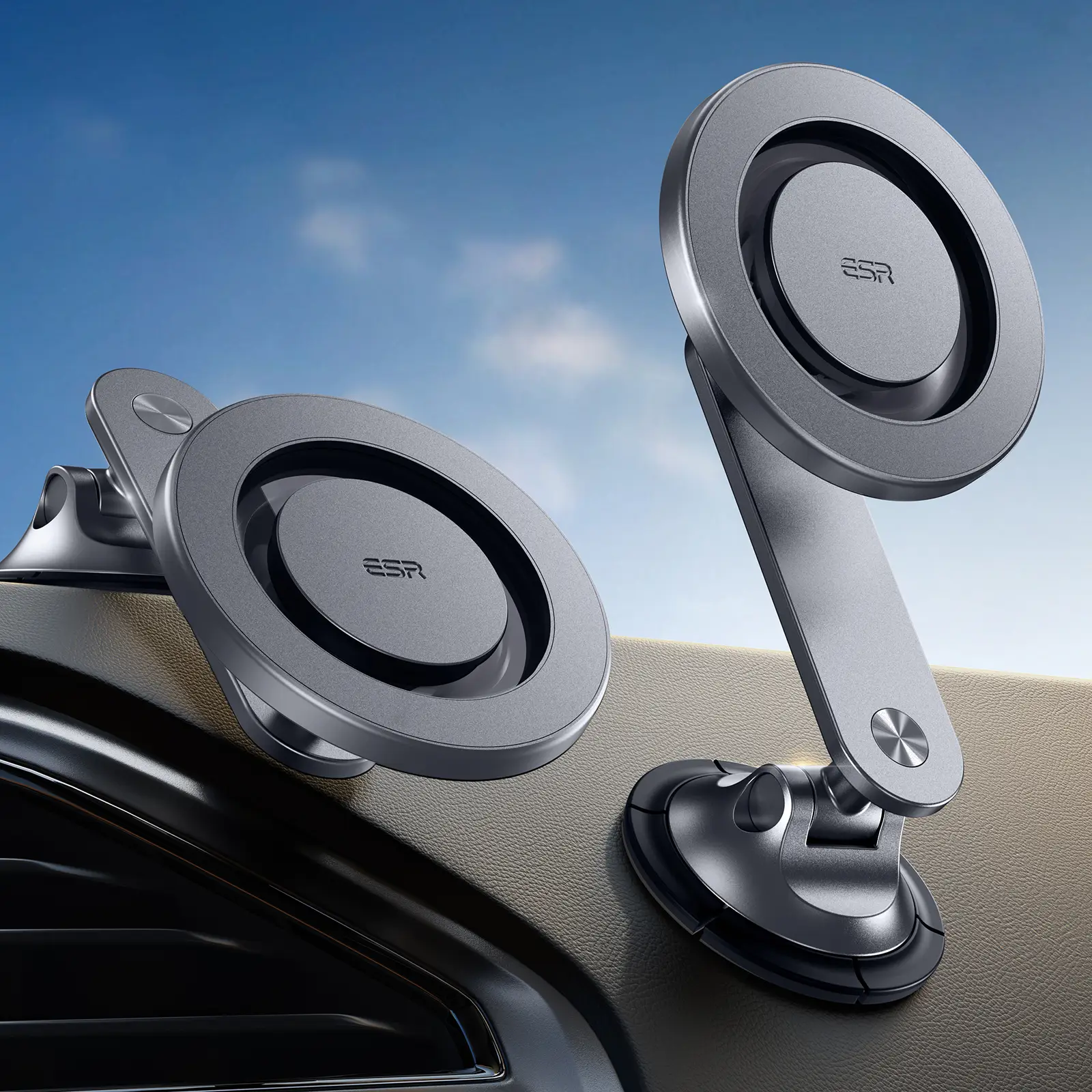 ESR for MagSafe Car Mount - Dashboard Magnetic Phone Holder for iPhone 17/16/15/14/13/12/Samsung, Strong Magnets, 360° Rotation, Grey
