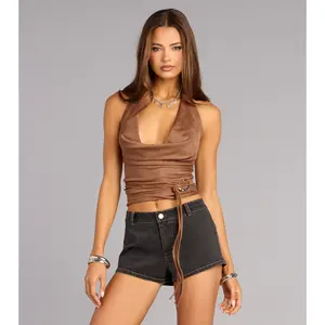 Fringe Calling Faux Suede Halter Top
