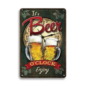 Vintage Beer Pattern Lightweight Metal Sign, 1 Count Creative Beer Metal Tin Sign, Wall Art Plaque Decoration for Home Restaurant Bar Cafe, Gift