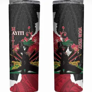 Personalised Ayiti Neg Marron Skinny Tumbler Dashiki Mix Polynesian Pattern