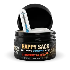 Derm Dude Happy Sack Ball Love Cooling Cream for Mens Skin in Most Popular Scented Strawberry Lollipop
