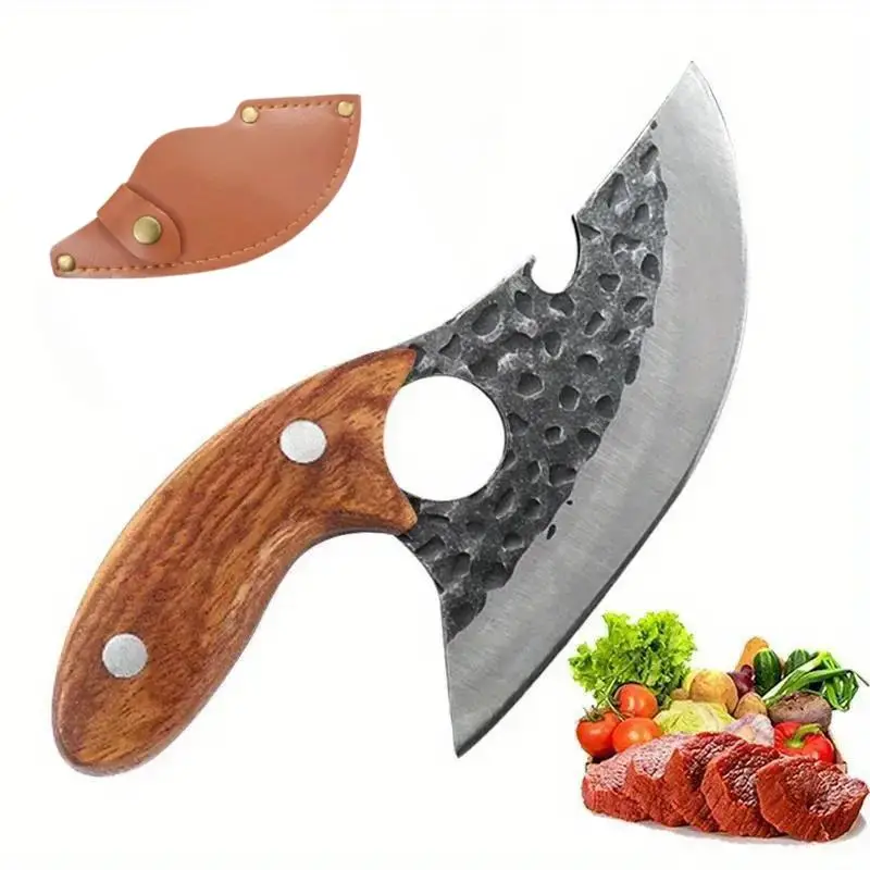 Stainless Steel Kitchen Knife, 1 Count Bone Cutter, Multifunctional Vegetable Cutter with Handle & Cover, Kitchen Utensils for Home & Outdoor Camping