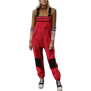 FMEYOA Women's Fleece Warm Overalls Winter Casual Jumpsuits with Pockets Ski Bibs Snow Pants S-2XL