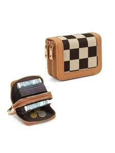Checkered Color Block Women's Wallet, Large Capacity, High-End Two-Fold Multi-Card Slot, Coin Purse, Fashionable Ladies' Accessory