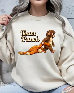 TEAM PUNCH Unisex Sweatshirt Fitted Long Sleeve Crew Neck Casual Cartoon Slogan for Autumn Fit Athletic Rib Knit Soft Menswear 50% Cotton 50% Polyester Pre-shrunk Pullover Fabric with Spandex - Orange, Hoodie, Womenswear Sweater