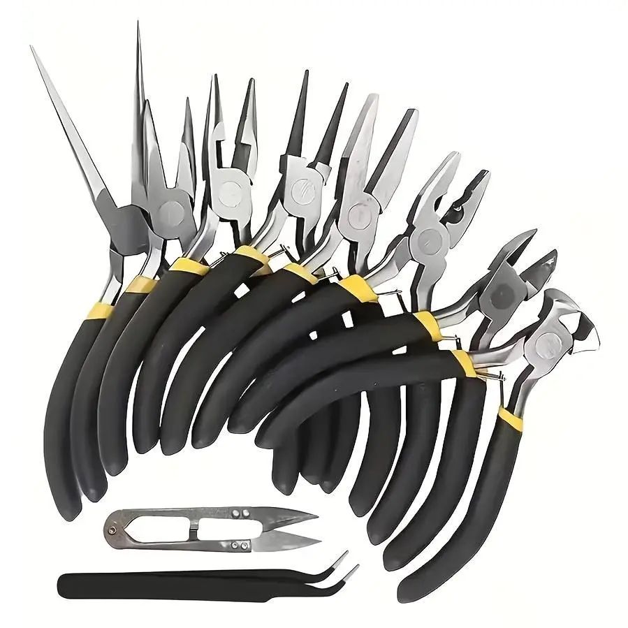16/8/7/5pcs Professional Multifunctional Pliers Tool Set, Designed Ergonomically, Including Mini Bending Pliers, Pointed Nose Pliers, Combination Pliers, Ball Head Pliers, Wire Stripping Pliers, The Best Gift For Valentine'S Day