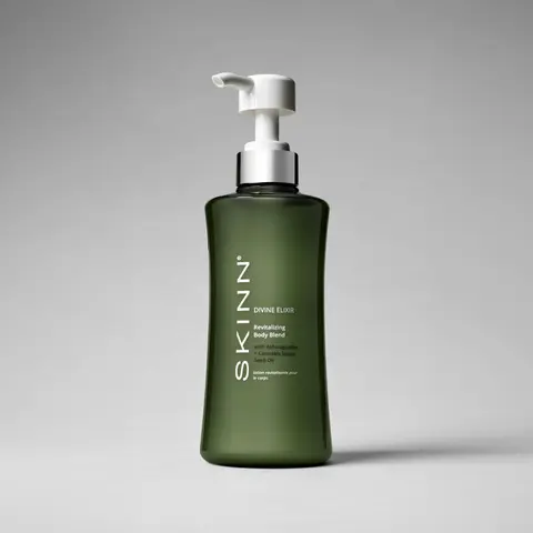 SKINN Cosmetics: Divine Elixir Revitalizing Ayurvedic Body Blend Refreshing and Hydrating Body Lotion Lightweight Moisturizer Moisture Smooth