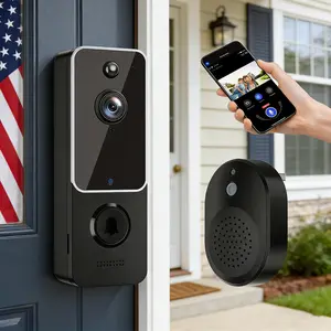 Wireless Video Doorbell Camera with Chime Ringer, Battery Powered, Smart AI Human Detection, 2.4G WiFi, 2-Way Audio, Night Vision, Cloud Storage, Easy Installation Home Security Door Bell