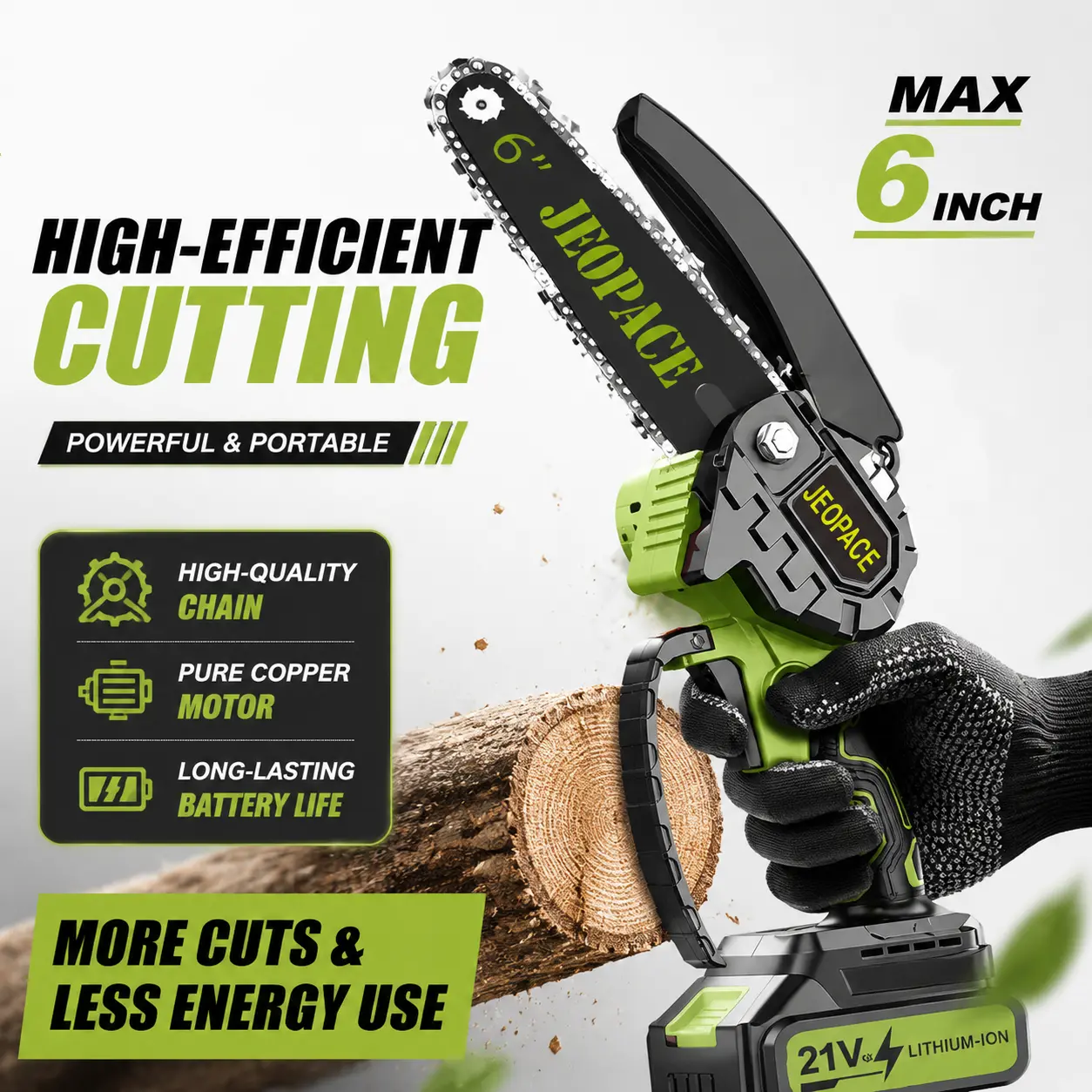 6-Inch Brushless Cordless Mini Electric Chainsaw, Portable Power Tool for Wood Cutting & Gardening, 2000mAh Battery Included, Suitable for Seniors & Women