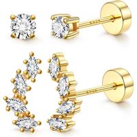 14K Gold Plated-CZ/Set 3