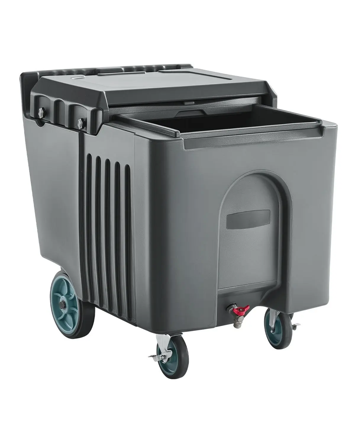 Commercial Ice Bin, 125 Lb Portable Ice Caddy With Insulated Design, 31.5 X 22.8 X 29 Inch Ice Carrier, Four-Wheel Mobility, Flip Lid, Heavy-Duty Ice Bin For Catering, Kitchens, Bistros, Restaurants And Bars