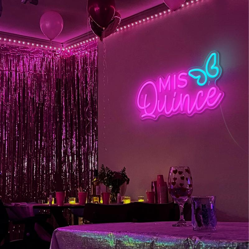 Mis Quince Neon Signs for Wall Decor, Dimmable Pink Mis Quince Neon LED Sign for Quinceanera Birthday Party,Bedroom,Bar,Party,Christmas, Girl Gift Lighting