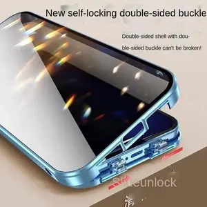 iPhone 17 Air 16 Pro Max Privacy Protection, Magnetic Dual-Sided Glass Case, Full Coverage Metal Magnet Snap Phone Cover