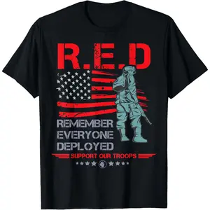 Casual Cotton shortsleeve tees  Red Friday Military Shirt, Remember Everyone Deployed T-Shirt