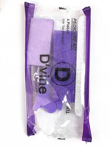 4-Piece Pedicure Kit, 200-Count, Individually-Packed, Purple Pumice Pad, Wood Nail File, Mini Buffer and Toe Separator