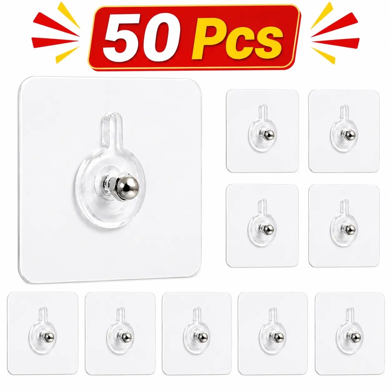 Strong Adhesive Screw Hooks No Drill, Heavy Duty 2-in-1 Wall Mount Bolt Hooks for Shelf and Hanging, Waterproof No Nail Hooks, Removable Adhesive Bolt Hooks, Waterproof Oilproof No Nail Shelf Mount