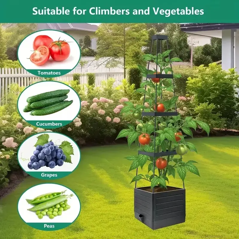 Space-Saving Plant Stand: Tomato Trellis Planter, Ideal Trellis for Climbing Plants, Flowers & Vegetables! Elevated Planting Boxes 🪴