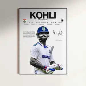 Virat Kohli Poster, Cricket Wall Art, International Cricket Star Print, Sports Room Decor, Cricket Fan Gift (Unframed, Print Only)