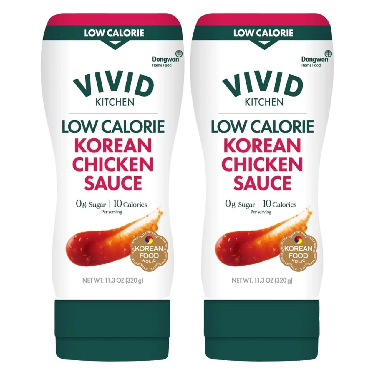 VIVID KITCHEN Korean Chicken Sauce – Low-Calorie, No Preservatives – Sweet and Savory Flavor – Easy Squeeze Bottles – Authentic Korean BBQ Marinade and Dipping Sauce – 2 Pack – 11.33 oz Each