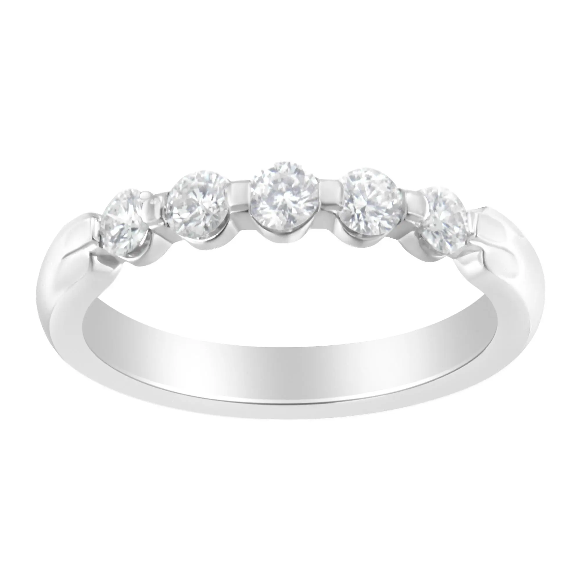 14K White Gold 1/2 cttw Diamond 5-Stone Band Ring (H-I Clarity, SI2-I1