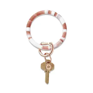 OVENTURE Silicone Big O® Key Ring - Rose Gold Marble Charm for Hands-Free Convenience & Everyday Luxury