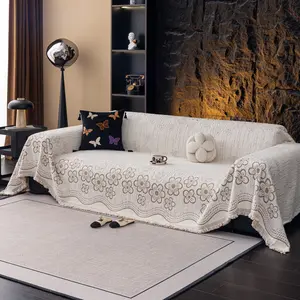 Boho Chic Bohemian Style Thick Sofa Throw Cover with Fringe Accents, Anti-Slip Stain Resistant Design, Protects Couches, Perfect for Living Room & Balcony Decor