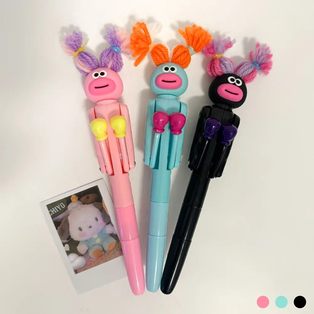 3-Piece Fun and Colorful Boxing Figure Desktop Ornaments with Novelty Ballpoint Pen - Men's Stress Reliever, Home Office Decor, Gag Gift for Boyfriend, Entertainment Item for Girlfriend