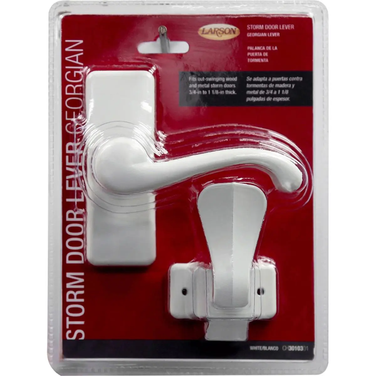 Larson Georgian Lever Zinc Finish Door Handleset - White Metal Exterior Lock Latches & Bolts, 4.875x4.5 in, Door Handles for Home Improvement