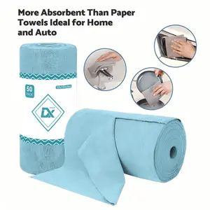 DX Microfiber Cleaning Cloth Rolls, 2 Rolls (Extra Thick) Total 100 Sheets, Tear-off Cleaning Cloths, 12x12 Inches, Reusable, Super Absorbent. Suitable for Outdoor, Camping, Travel, and Home kitchen Use