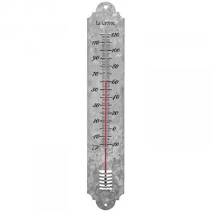 La Crosse 204-1550 19.25 in. Galvanized Metal Thermometer, Hanging Mount, Ideal for Daily Readings (Home Improvement, Garden, Pool & Hot Tub Use), Indoor/Outdoor, Keyhole Mount