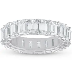 7ct Emerald Cut Diamond Platinum Eternity Wedding Ring Lab Grown