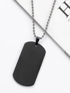 Silver Color Military Badge Necklace, Stainless Steel Pendant Chain, Minimalist Versatile Jewelry, Unisex Fashion Accessory, Daily Wear Necklace, Modern Fashion Accessories