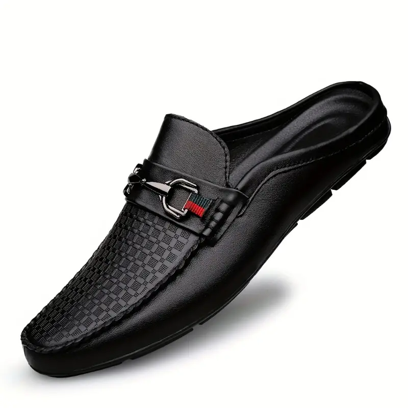 Lab Men's Retro Style Moc Toe Backless Mule Shoes with Microfiber Uppers, Breathable Lightweight On Shoes Indoor/ Outdoor Walking