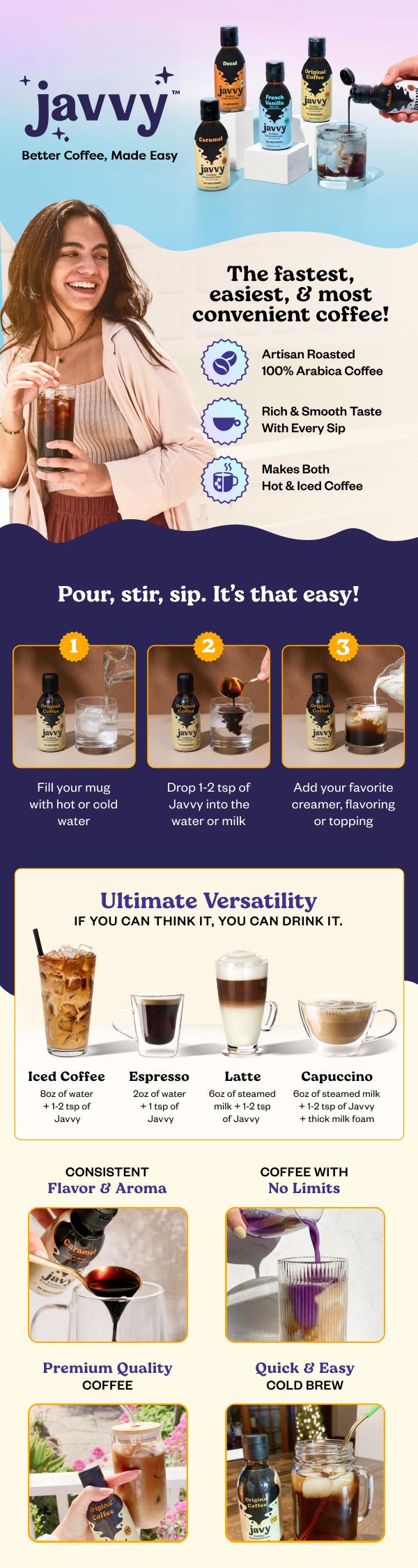 Buy 2 Get 1 Free - Javvy Coffee Concentrate Bundles - 35 Servings, Cold Brew Coffee, Perfect for Instant Iced Coffee