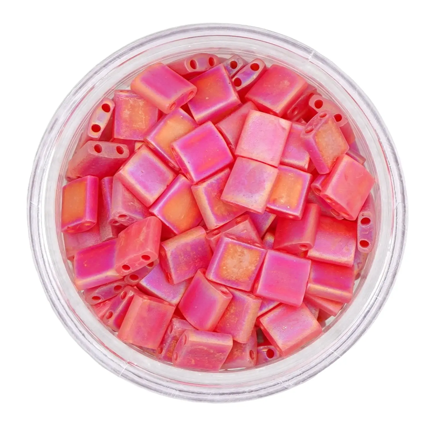 0140FR Tila Beads - Red Transparent Matte Rainbow