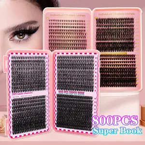 800pcs Mixed Type False Eyelashes, High Capacity Dense Style, 20+30+40+50+60+80D, Ultra Soft Lash Clusters, Easy to Use, Multiple Options