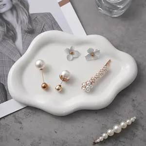 Ceramic Jewelry Organizer Tray with Cloud Design, Decorative Vanity Dish for Makeup & Jewelry Storage | Cute Ring Holder, Trinket Bowl, Key Catch All for Women, Gift Idea, White Boxes