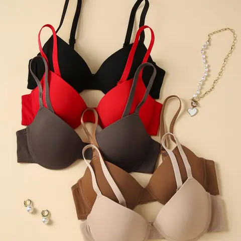 Women's Adjustable Strap Push-Up Everyday Bra, Soft Breathable Gathered Steel Ring, Casual Fitted Underwear for All Seasons, Summer Beach Wear, Soft Comfy Bra, Brassier