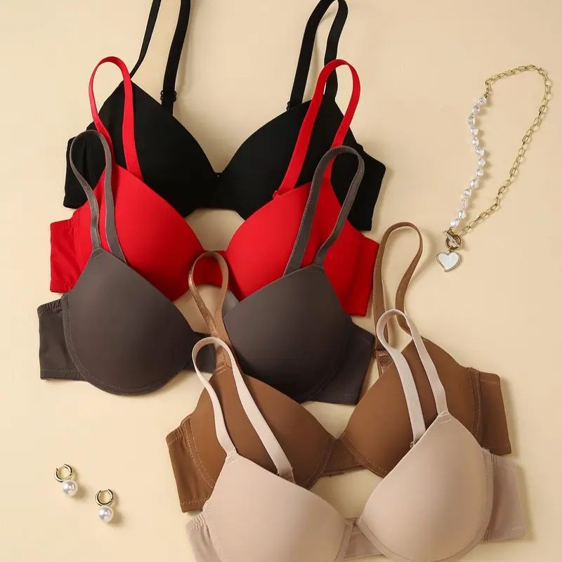 Women's Adjustable Strap Push-Up Everyday Bra, Soft Breathable Gathered Steel Ring, Casual Fitted Underwear for All Seasons, Summer Beach Wear, Soft Comfy Bra, Brassier