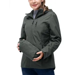 33,000ft Lightweight Women's Packable Rain Jacket - Adjustable Drawstring Hood, Ideal For Cycling, Outdoor Activities, Windbreaker With Inner Pocket