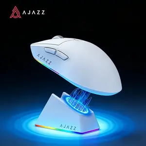 AJAZZ AJ139 V2 MC Gaming Mouse with RGB Magnetic Charging Base 12,000 DPI PAW3311 Sensor 3 Modes 500mAh Battery Lightweight 66g Win/Mac White ajazz mouse gifts for boyfriend valentines gift for bf