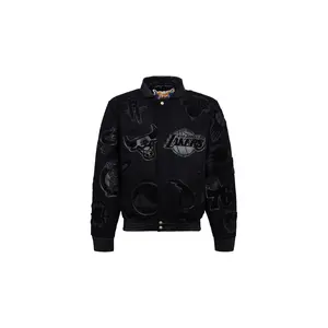 NBA COLLAGE WOOL & LEATHER JACKET Black/Black "COLLAGE WOOL BLK" NBA-101-BLK-BLK NBA COLLAGE WOOL & LEATHER JACKET Black/Black "COLLAGE WOOL BLK" NBA-101-BLK-BLK