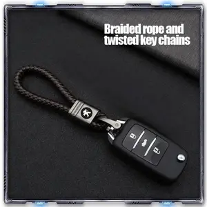 Car key hand-knitted keyring leather  For Peugeot 108 406 407 408 206 207 208 306 307 308 508 Car Accessories