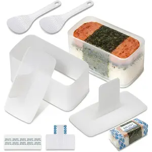 2 count Musubi Press Mold, Spam Musubi Mold Kit -  Non-Stick Spam Musubi Mold, Includes 5 Packaging Bags & Stickers for Hawaiian Sushi, Kimbap & Rice Press Mold