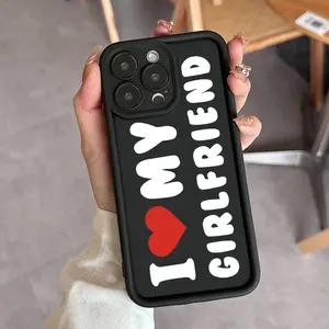 Phone case for iPhone 16 Pro Max 15 Plus 14 13 12 11 XR XS I Love My Girlfriend Pattern Anti-Scratch Shockproof TPU Bumper Drop-proof Cover