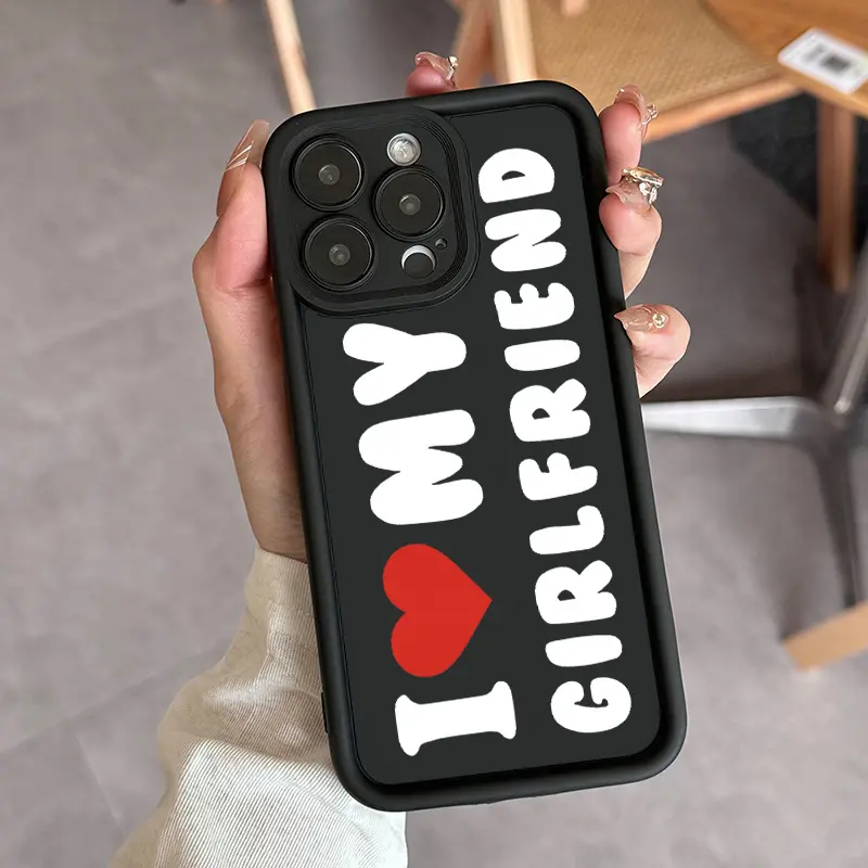 Phone case for iPhone 16 Pro Max 15 Plus 14 13 12 11 XR XS I Love My Girlfriend Pattern Anti-Scratch Shockproof TPU Bumper Drop-proof Cover