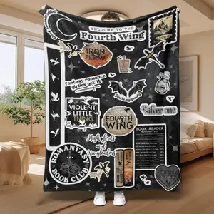 Soft Comfortable Funny Throw Blanket Fourth Wing Pattern Blanket Air-conditioned Room Warm Nap Blanket For Home Office Travel Camping