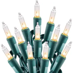 Minetom Clear Christmas String Lights 100 Count 25 Feet Incandescent Bulb Mini Lights for Indoor Xmas Tree Garland Birthday Wedding Party Festival Decoration, Green Wire