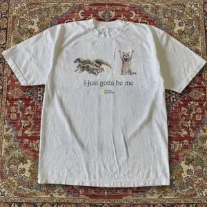 Gildan Men's White T-shirt, Vintage National Geographic Raccoon Tee - I Just Gotta Be Me, Raccoon Shirt, I Just Gotta Be Me Tee, Cute Raccoon Graphic Shirt, Funny Animal Lover Gift, Wildlife Nature Tee, Vintage Graphic T Shirt, Unisex Shirt