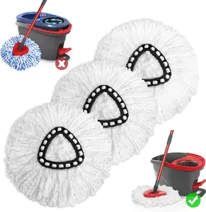 Mop Replacement Heads Compatible with O-Cedar Easy Wring Spin Mops 3 Pack-Washable Microfiber Spin Head Refills-Easy Cleaning Mop Head Replacement